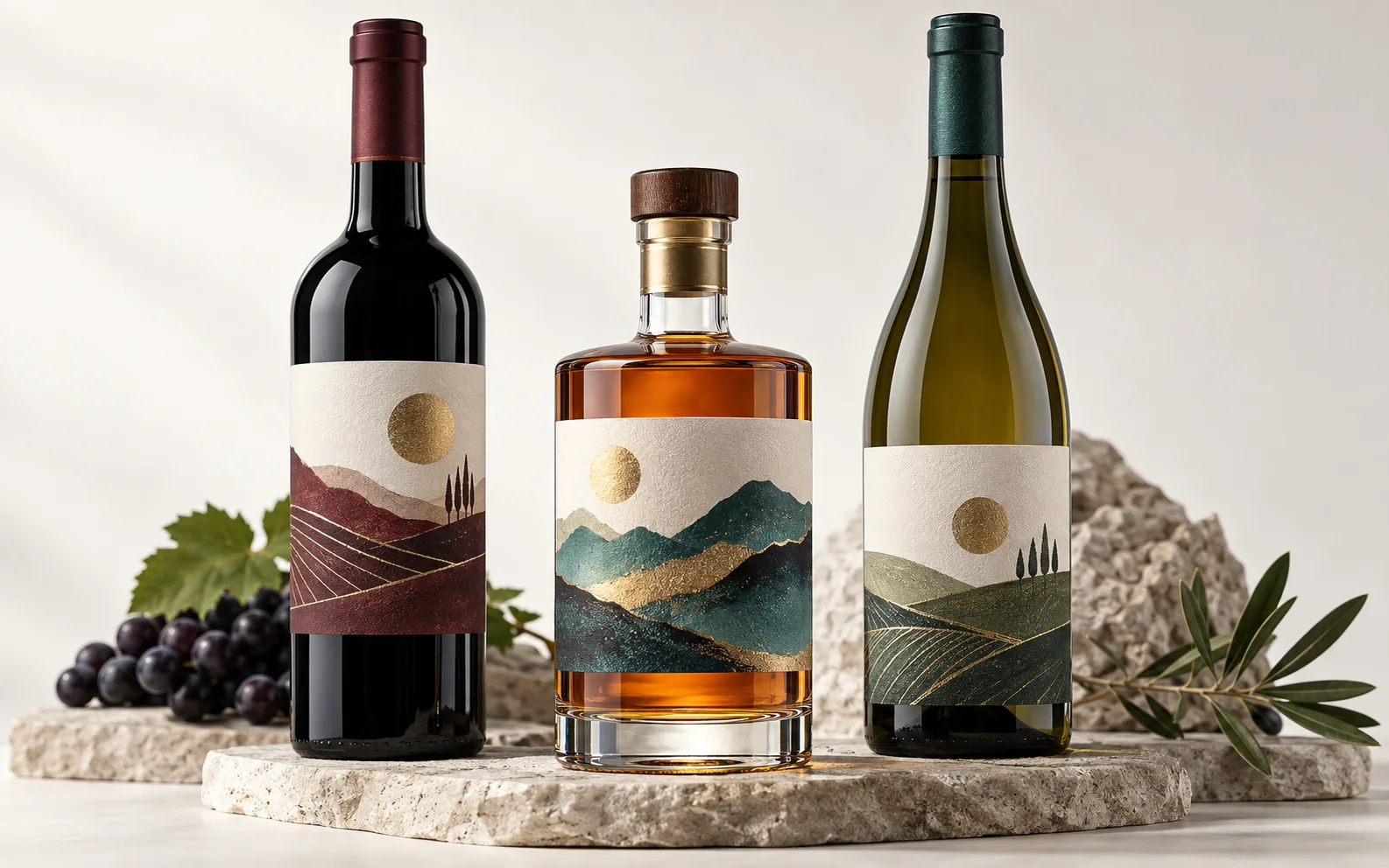 Иллюстрация применения: wine and spirits labels